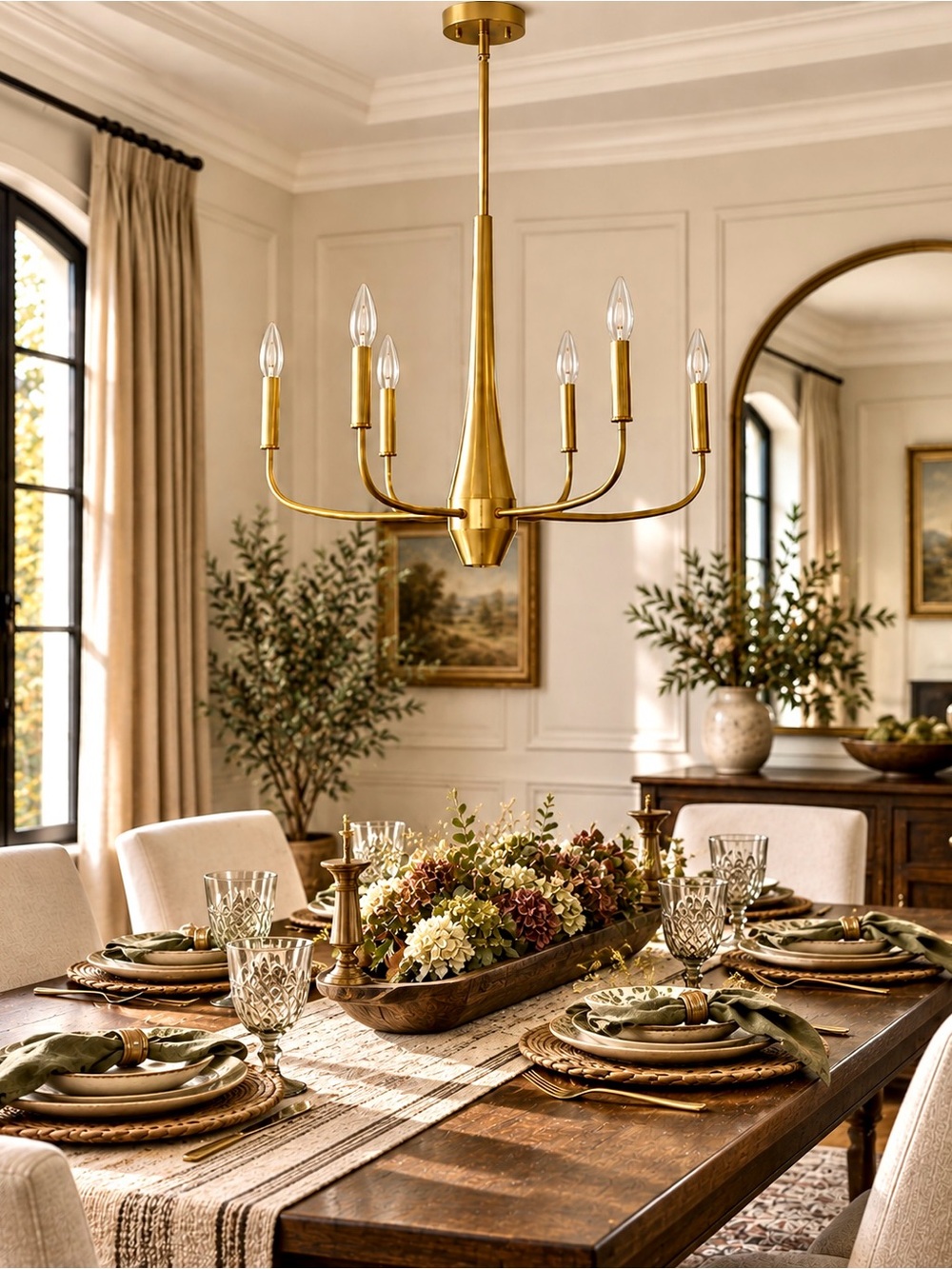 Modern Gold 6-Light Chandelier Pendant Light • New in Box